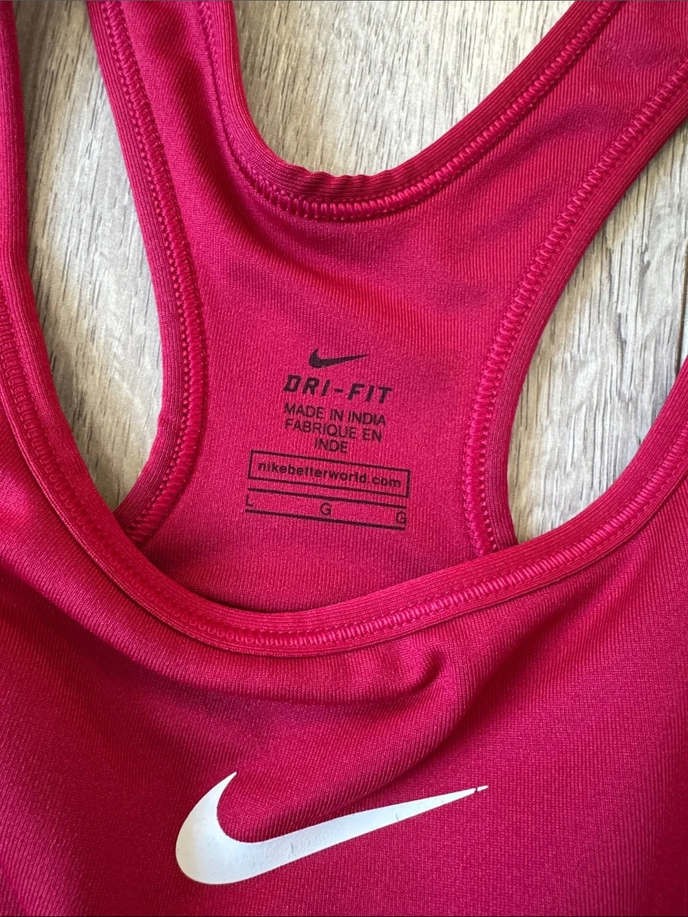 Nike Dri-FIT Racerback Medium Support Sports Bra Pink Burgundy Size L